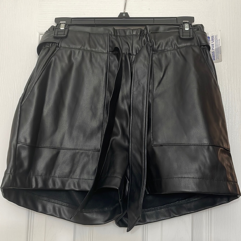 Black Leather Shorts, high waisted, never worn, tags attached!